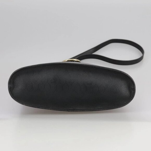 Christian Dior Honeycomb Canvas Shoulder Bag PVC Leather Black Gold Auth 109067 - Picture 7 of 16